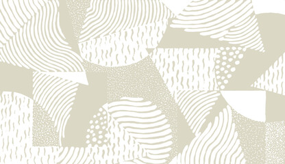 Abstract pattern with hand drawn lines, dots, and organic textures in neutral tones. Modern and minimal design, perfect for packaging, textile prints, and backgrounds.