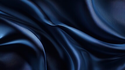 Fototapeta premium Rich navy blue fabric flows smoothly, showcasing its luxurious texture and sheen. The gentle curves create a soft visual rhythm, ideal for elegant designs and fashion.