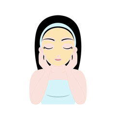 Young Woman Applying Face Product and Massaging Cheeks