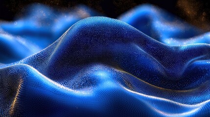 Abstract Blue Wave Digital Art: A Symphony of Light and Depth