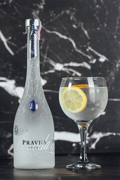 Pravda vodka bottle editorial content classic and elegant drink