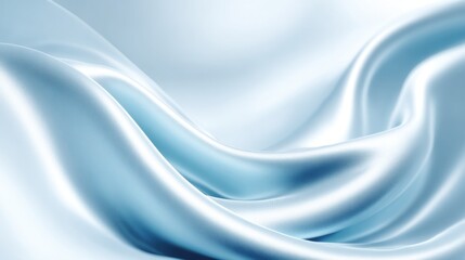 Fototapeta premium Soft blue silk fabric flows elegantly in gentle waves, showcasing its luxurious texture and sheen under soft lighting, creating a serene atmosphere perfect for design inspiration.