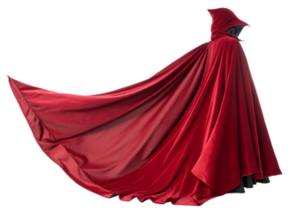 red cape with dramatic folds png image on transparent background