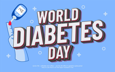 14th november diabetes awareness banner with vector design text effect