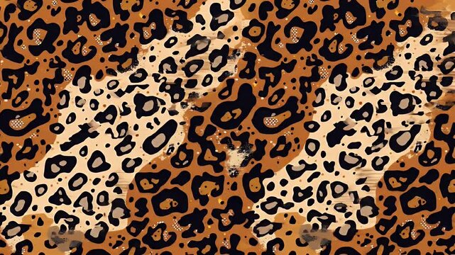 Seamless abstract leopard skin pattern in brown, beige, and black tones, animal print background, suitable for textile, fashion, or wallpaper.

