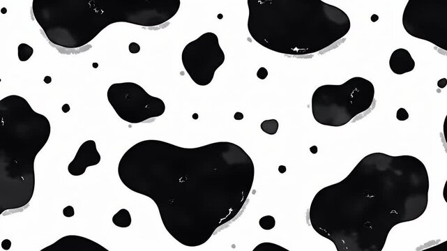 Seamless black and white cow print pattern in minimalist abstract style

