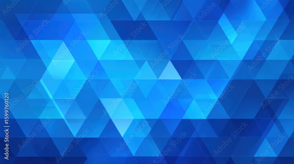 Poster this artwork features a captivating arrangement of triangles in multiple shades of blue, creating a 
