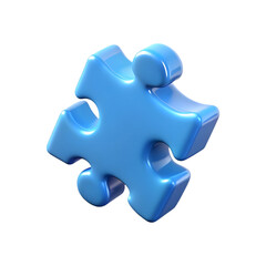 Fototapeta premium Single blue puzzle piece isolated on transparent background