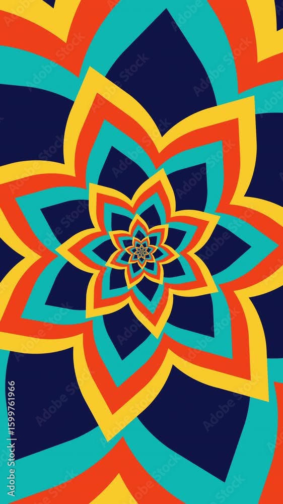 Wall mural abstract striped concentric star shapes expanding background loop
