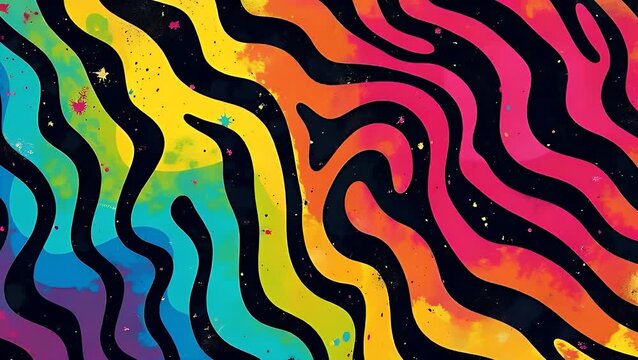  stripes pattern with vibrant rainbow gradient colors, psychedelic and abstract pop art animal print for creative backgrounds.