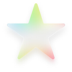 Star Glass Effect Star Rainbow Star Gradient 5 Pointed Star Rounded Shape Transparent PNG