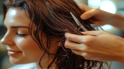Fototapeta premium Wet Hair Cutting Guide