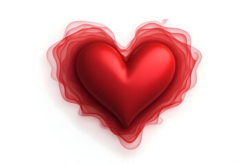 Red Heart Shape with Flowing Effect on White Background