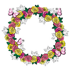 circle of colorful roses