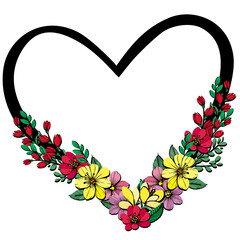 heart with colorful flowers