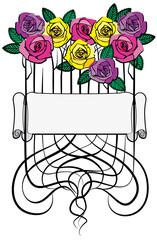 roses border frame with text box