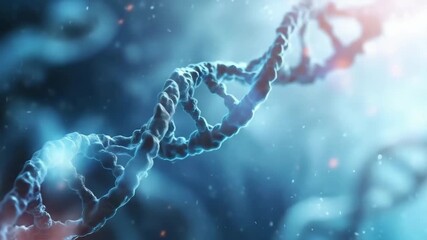 A conceptual video representing a medical breakthrough in genetic research, with a blurred dna molecule and cell structure background. Scientific and technological advancement in genetic studies.