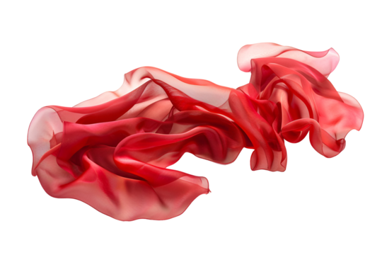 Red silk fabric flowing gracefully in the air