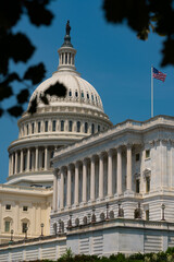 Fototapeta premium Congress in Washington, DC. Congress is the symbol of American democracy. Congress in Washington, DC. The Capitol dome rising over Capitol Hill. Washington DC skyline near Congress.