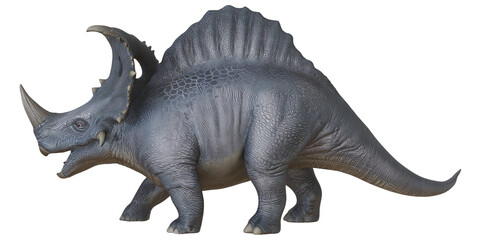 Fototapeta premium Gray model of a dinosaur with impressive horns.