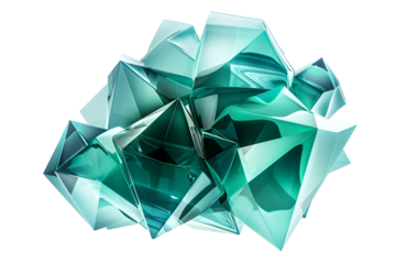 Abstract teal crystal cluster 3D render