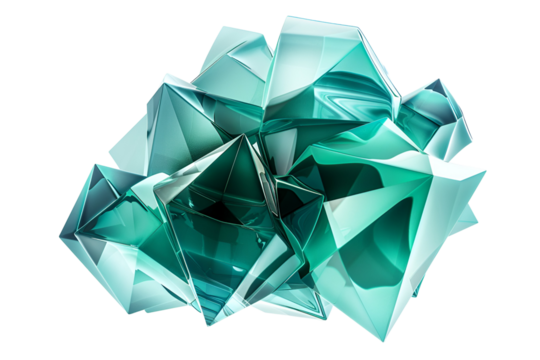 Abstract teal crystal cluster 3D render