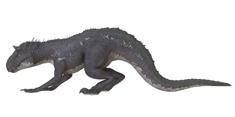 Realistic 3D model of a Carnotaurus dinosaur.