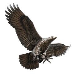 Obraz premium Flying eagle statue isolated on white background