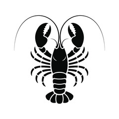 Obraz premium Lobster Silhouette Vector | Black Sea Animal Clipart | Minimalist Marine Crustacean Illustration for Logo & Print Design