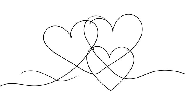 Naklejki Simple line art hearts intertwined