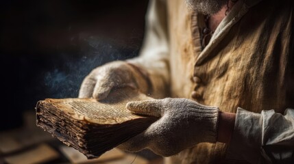 Historian Examining an Ancient Manuscript