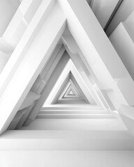 Fototapeta premium Abstract White Geometric Tunnel Perspective