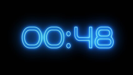 Neon Countdown timer clock number 48 illustration.