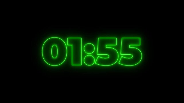 2 Minute countdown animation. Simple count-down timer of 2 minute.Two minutes countdown animation from 2 minutes to 0 second with alpha channel, Two minutes countdown timer on a transparent background