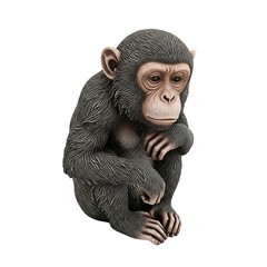  Sitting monkey statue while thinking isolated on white background