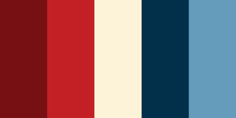 Red Cream Blue Vertical Stripes Seamless Vector Background. Vintage Modern Minimal Art