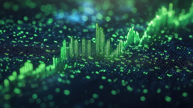 Abstract Data Visualization: Green Digital Landscape