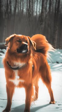 slow motion dog shake, majestic winter pet, peaceful dog in snowy woods
,Dog shaking snow in winter forest with joyful dog winter motion and fluffy dog enjoying snowy dog walk

