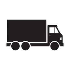 Black silhouette of a delivery truck with three wheels