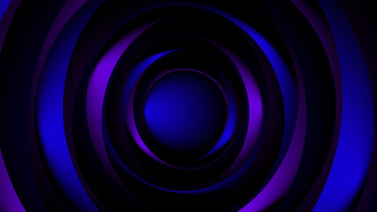 A dark abstract background with deep blue and purple concentric circles creating a glowing futuristic tunnel effect, perfect for modern digital design