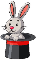Cartoon Rabbit Emerging from Magicianâs Top Hat