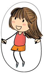 Joyful Girl Jumping Rope Illustration