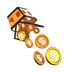 Treasure trolley 3d icon Black and Gold Design