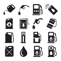 Gas pump and fuel container icons gasoline petrol