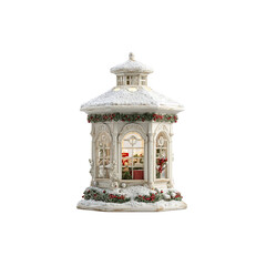 Illuminated Porcelain Christmas Gazebo with Festive Interior Scene