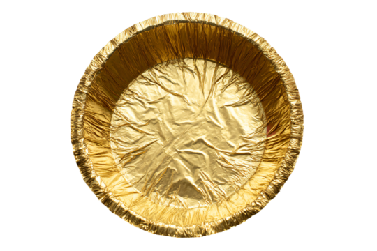 a gold foil bowl on a white surface - Powered by Adobe