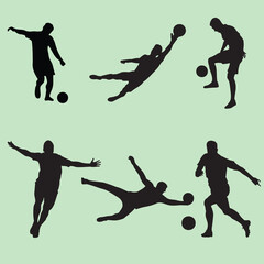 Collection of diverse football player illustrations and graphics