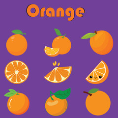 Vibrant orange fruit collection with citrus slices and leaves