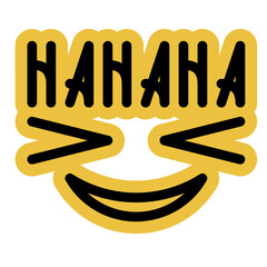 Funny HAHAHA text emoji face with wide laughing expression