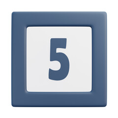 3D Number 5 Icon with Front Perspective View